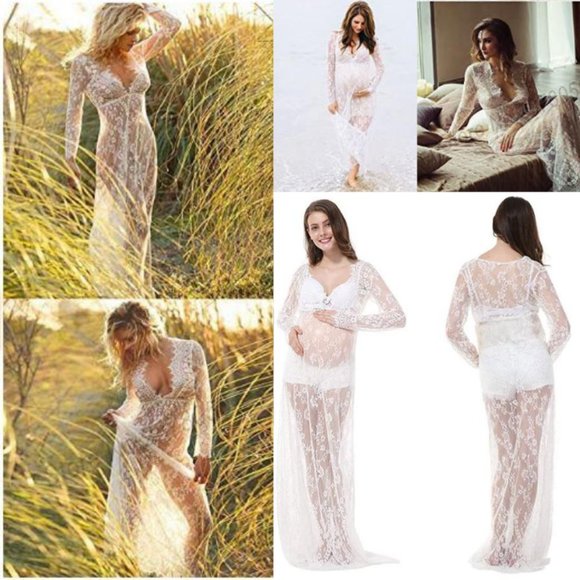 Deep V-Neck Lace Dress - Picture 3 of 8